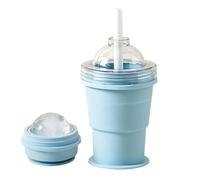 Ice Tray Bottle with Straw,Folding Cold Wine Making | Ice Ball Maker Cup,for Travelers Home Office Parties Beach Picnic Road Trips Poolside Apartment RV Bar Club Wine Juice Cocktail