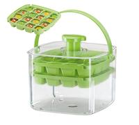 Ice Tray with Bin - Press Mold with Lid, Cube Storage Container, Quick Release Chilling Tray, Square Beverage Mold, Home Kitchen Equipment, Large Blue Box for Coffee Cocktail Whiskey