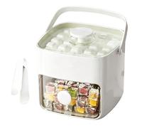 Ice Tray with Lid and Bin - 48 Cube Double Layer Portable Box, Stackable Cooling Cube Maker, Easy Release Cold Beverage Storage, Integrated Scoop Freezer Set, Chilled Liquid Tool for Whiskey Cocktail