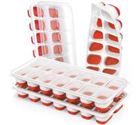 Ice Trays for Freezer, 56 pcs Easy-Release Silicone Ice Cube Trays for freezer with Spill-Resistant Removable Lid, BPA Free, 4 Pack Stackable & Durable Ice Cube Tray Mold for Freezer, Cocktail, Coffee