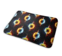 Ice Water Fire Flame Softball Baseball Floor Mats Washable Bath Rug Heavy Duty Barrier Mat For Front Back Door Patios Shower 40X60Cm