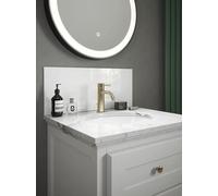 Ice White Glass Bathroom Splashback 250mm x 600mm x 4mm - Self Adhesive Easy Install Cooker Back Panel