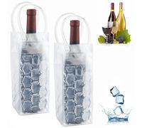 Ice Wine Sleeve, Ice Wine Chiller, Wine Cooler Refrigerator, Wine Bottle Chiller Cooler for Red White Champagne or Sparkling. Gel Cooling Holder Freestanding Carrier Chilling (Clear Wine Bag)