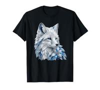 Ice Wolf Fantasy Arctic Fox Blue Floral Spirit T-Shirt
