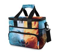 Ice Wolf Fire Cooler Bag Thermal Insulated Picnic Lunch Bag Box Large Cool Bag for Beach Picnic Camping Travel Men Women