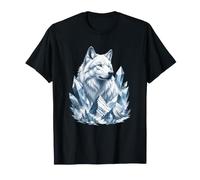 Ice Wolf Surrounded By Arctic Crystals Peaks T-Shirt