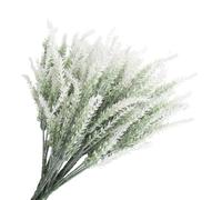 ICEANAQ 12 Artificial Lavender Bouquets, Plastic Decor Imitation Lavender Plants, 10 Purple and 2 White, Wedding Home Decor Office Garden Yard Decor (White)