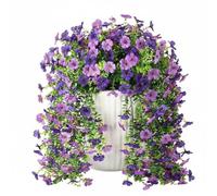 ICEANAQ 2 Artificial Silk Daisy Wall Hanging Vine Outdoor Window Silk Daisy Hanging Basket Hanging Courtyard Decoration Home-No Basket (Deep Purple+Light Purple)