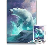 Icebear on The Arctic Run Adult Jigsaw Puzzles1000 Pieces Fun Brain Training Learning Game Great Unique Surprise Present Size 50x75cm