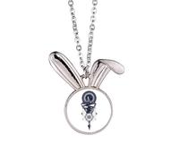 Iceberg Compass Stars Art Pattern Rabbit Necklace Pendant Bunny Animal Jewelry Gift