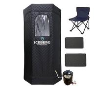 ICEBERG Hot Recovery Large Portable Sauna Tent | Large Full Size Home Personal Sauna Detox Room | 1000W 2.6 Litre Steam Generator | Including Free Chair | 1-2 People (Sauna Kit with Floor Mats)