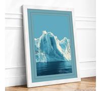 Iceberg in Cold Waters Minimalist Framed Wall Art Print A4 (29.7×21cm) White, Wall Decor for Living Room, Bedroom, Office & Home, Ready to Hang, Art Gift