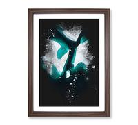 Iceberg In Greenland Paint Splash Modern Framed Wall Art Print, Ready to Hang Picture for Living Room Bedroom Home Office Décor, Walnut A4 (34 x 25 cm)