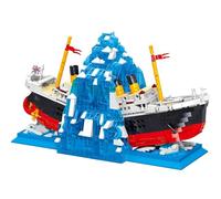 Iceberg Titanic Building Blocks Sets, 1202 PCS Iceberg Titanic Building Toy, Creative Ship Bookshelf Architecture Bricks Model, Gift for Reading Enthusiasts and Movie Fans
