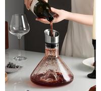 Iceberg Wine Decanter with Aerator,Crystal Glass Red Wine Decanter 1500ml Wines Carafe Decanter Stainless Steel Drip-Free Pourer Built-in Aerator Filter,Wines Gifts for Christmas (Clear)