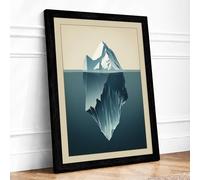 Iceberg's Hidden Depths Minimalist Framed Wall Art Print A1 Black