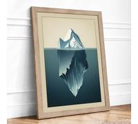 Iceberg's Hidden Depths Minimalist Framed Wall Art Print A1 Oak