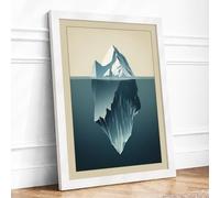 Iceberg's Hidden Depths Minimalist Framed Wall Art Print A2 White