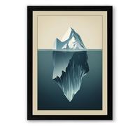 Iceberg's Hidden Depths Minimalist Framed Wall Art Print A4 (29.7×21cm) Black, Wall Decor for Living Room, Bedroom, Office & Home, Ready to Hang, Art Gift