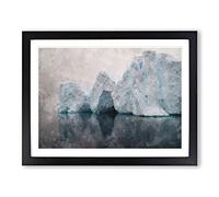 Icebergs Of Antarctica Painting Modern Art Framed Wall Art Print, Ready to Hang Picture for Living Room Bedroom Home Office Décor, Black A4 (34 x 25 cm)