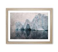Icebergs Of Antarctica Painting Modern Art Framed Wall Art Print, Ready to Hang Picture for Living Room Bedroom Home Office Décor, Oak A2 (64 x 46 cm)