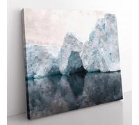 Icebergs Of Antarctica Painting Modern Canvas Wall Art Print Ready to Hang, Framed Picture for Living Room Bedroom Home Office Décor, 50x50 cm (20x20 Inch)