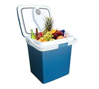 Iceblue Electric Cooler, 26 Liters/28 Cans Mini Fridge with Automatic Locking Handle, 120V AC Home Power Cord & 12V Car Adapter Car Refrigerator, Car Fridge for Home, Car, Gift - Blue