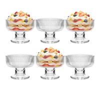 ICEBLUEOR 6-Piece Set Glass Dessert Bowls, 200ml Clear Ice Cream Bowls Prawn Cocktail Glasses Sundae Glasses for Trifle, Pudding, Smoothies, Oatmeal, Fruit Salad, Afternoon Tea Dishwasher Safe