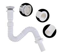 ICEBLUEOR Flexible Waste Pipe Connector Kit - 1 1/4 Inch Universal Plumbing Trap for Bath, Wash Basin, Kitchen Sink - Plastic Drain Pipe