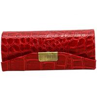 ICEBLUEOR Leather Lipstick Case with Mirror - Durable Waterproof Lipstick Holder, Button Closure Cosmetic Storage Kit (Red)