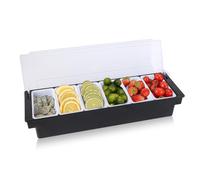 ICEBLUEOR Pizza Topping Station Pizza Accessories,6 Compartment Condiment Holder,Multi-Use Detachable Cheese Box for Fridge,Trays Dispenser,Reusable Ice Condiment Serving Container For Home Restaurant