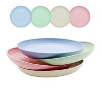ICEBLUEOR Plastic Plates Set - 4 Pcs Unbreakable Dinner and Dessert Plates, 7.9" Eco-Friendly Reusable Lightweight for Picnic, Camping - Colorful Small for Kids, Children, Adults