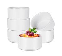 ICEBLUEOR Porcelain Ramekins Set of 6,100ml White Ceramic Creme Brulee Ramekins,Souffle Dish Small Oven Dish for Air Fryer Ramekin Dishes for Souffle,Cupcakes,Pudding and Ice Cream