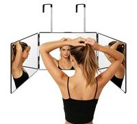 ICEBLUEOR Portable 360 Mirror for Self Haircut, Adjustable Height & Foldable 3 Way Mirror with Retractable Hook, Tri-fold Mirro Barber for Braiding & Shaving, Makeup DIY Hairstyle Tool for Men Women
