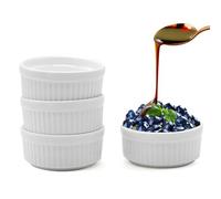 ICEBLUEOR Ramekins Set of 4, 2.8In Small Creme Brulee Ramekins,Souffle Dish,Small Bowl Sauce Pots Dipping Bowls for,Creme Brulee,Cupcakes,Custards,Pudding,Ice Cream,Dips,Jams Oven & Air Fryer Safe
