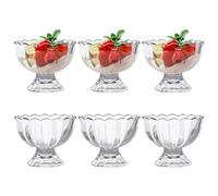 ICEBLUEOR Set of 6 Glass Dessert Bowls,120ml Clear Ice Cream Bowls, Sundae Glasses, Prawn Cocktail Glasses, Glass Trifle Bowl Serving Bowl for Ice Cream, Desserts, Pudding, Fruit, Appetizer, Salad