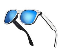 iceBoo Sunglasses Plastic lightweight frame vintage style unisex classic UV400 protection Plastic Lens (White out Black inner frame (W2126))