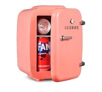 ICEBOX IBMF4BLS Refrigerator for Bedroom, Skincare, Portable Cooler and Warmer for Makeup Office and Home Refrigerator, Mini (4L/6 Cans), Blush Red