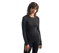 Icebreaker 100% Merino Wool Baselayer, Women's Long Sleeve T-Shirt, Everyday Crewe Long Sleeve Top, Running Top - Black, L