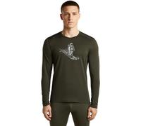 Icebreaker - Merino wool base layer - M Merino 200 Oasis LS Crewe Skiing Yeti Dk Loden for Men in Wool - Size M - Khaki Khaki M