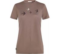 Icebreaker - Light, breathable merino wool hiking T-shirt - W Merino 150 Tech Lite SS Tee Bird Transit Porcini for Women in Wool - Size XS - Brown Brown XS