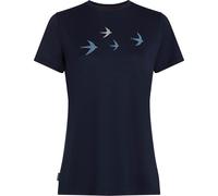 Icebreaker Merino 150 Tech Lite Bird Transit Short Sleeve T-shirt Blue L Woman