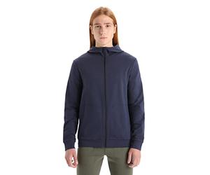 Icebreaker Men's Central Classic Long Sleeve Zip Hoodie - Merino Wool Midlayer Top, Zip up Sweatshirt, Running Top - Midnight Navy, L