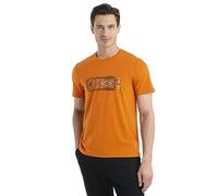 Icebreaker Men's Central Classic Short Sleeve Tee Wireframe Wonder - Slim Fit T-Shirt - Gym Top - Merino Wool - Earth, M
