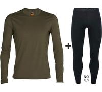 Icebreaker Men's Merino 200 Oasis Crew Base Layer COMBO - Loden Olive Green/Black {No Fly} - XX-Large