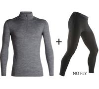 Icebreaker Men's Merino 200 Oasis Half Zip Base Layer COMBO - Gritstone Heather Grey/Black {No Fly} - Medium