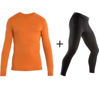 Icebreaker Men's Merino 260 Tech Crew Neck Top + Leggings COMBO - Earth Tan/Black {NO FLY} - Large