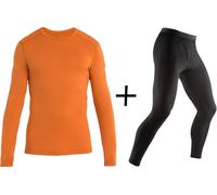 Icebreaker Men's Merino 260 Tech Crew Neck Top + Leggings COMBO - Earth Tan/Black {W/FLY} - Small