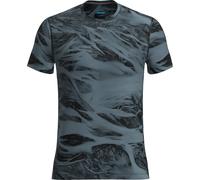 Icebreaker - Ultra-lightweight merino wool running T-shirt - M Merino Blend 125 Cool-Lite Speed SS Tee Mton AOP Flint Blue/Blk/Aop for Men in Wool - Size S - Grey Grey S