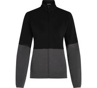 Icebreaker - Warm and technical Fleeces - W Merino 400 RealFleece Descender LS Zip Black/Obsidian/Cb for Women in Wool - Size XS Black XS